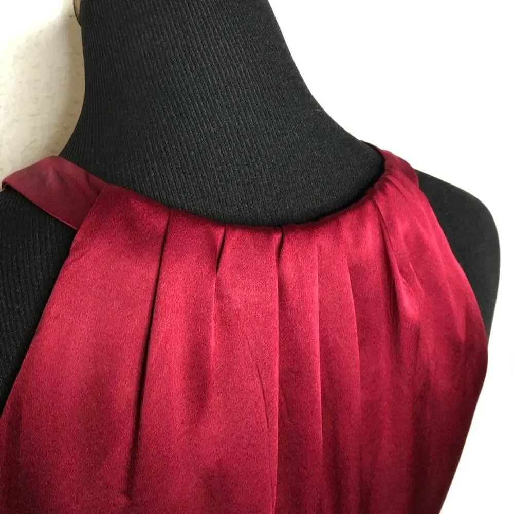 Ann Taylor red wine satin peplum sleeveless top size 4